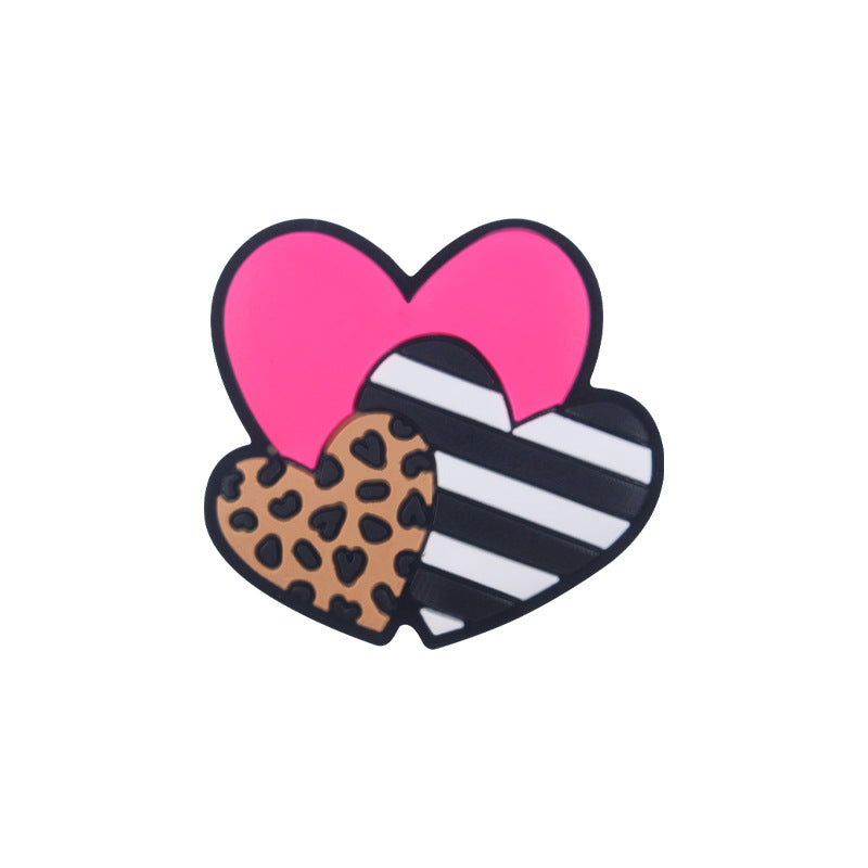 Wholesale Valentine's Day Three Color Love Leopard Pattern Silicone Focal Beads